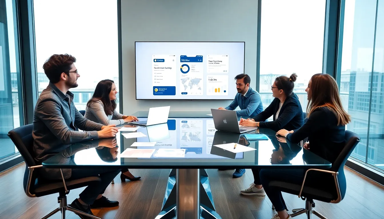 diverse team discussing MVP development in a modern office.